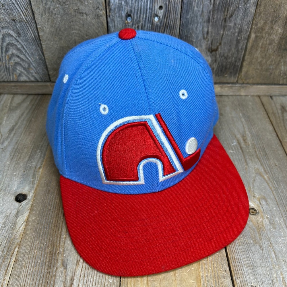 Zephyr NHL Quebec Nordiques Snapback Hat Blue Red Vintage Style Hockey Cap
